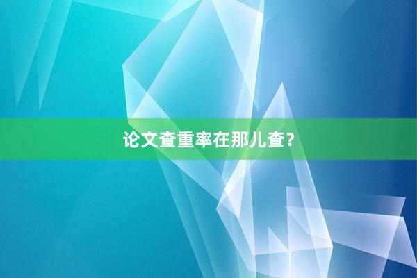 论文查重率在那儿查？